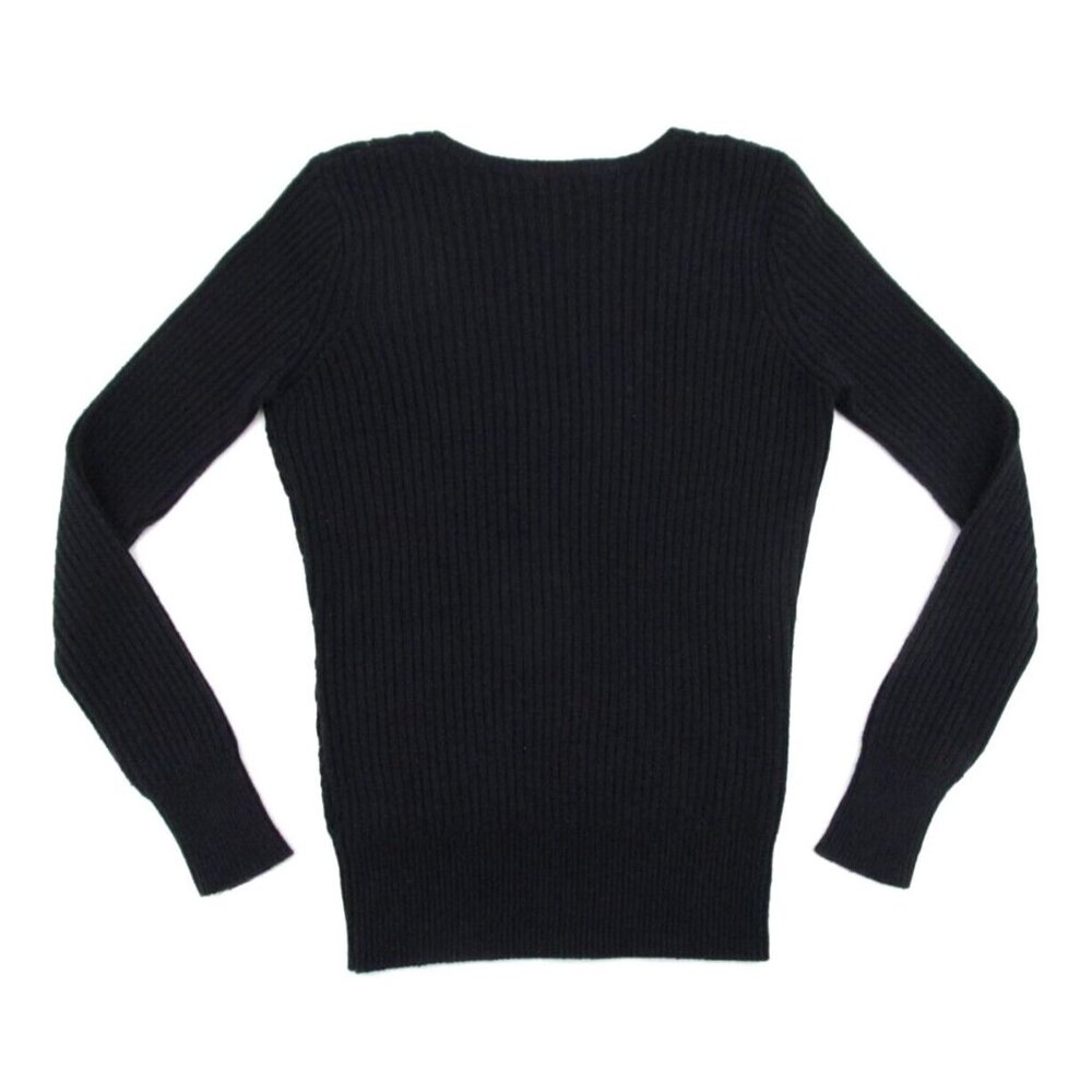 Vintage The Limited Sweater Womens Small Navy Blue Cable Knit V-Neck Wool Y2K - Picture 12 of 12
